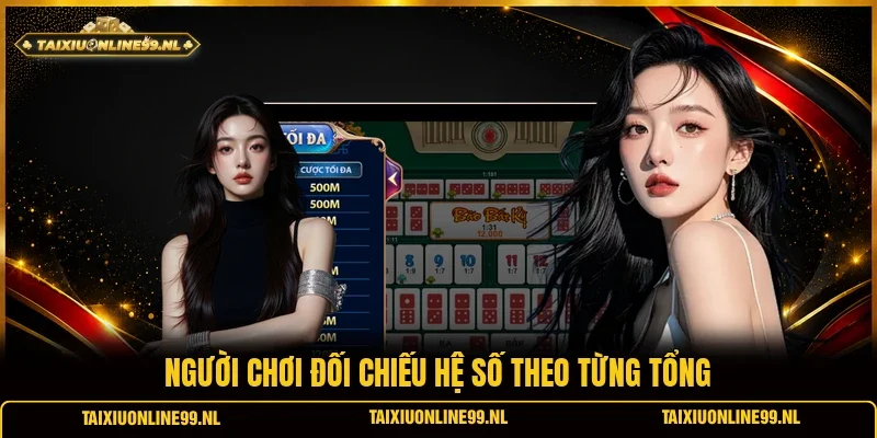 Người chơi đối chiếu hệ số theo từng tổng