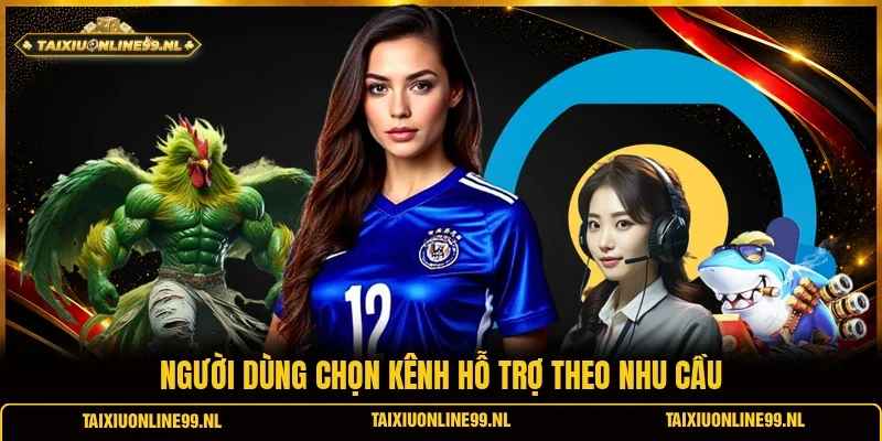 Người dùng chọn kênh hỗ trợ theo nhu cầu
